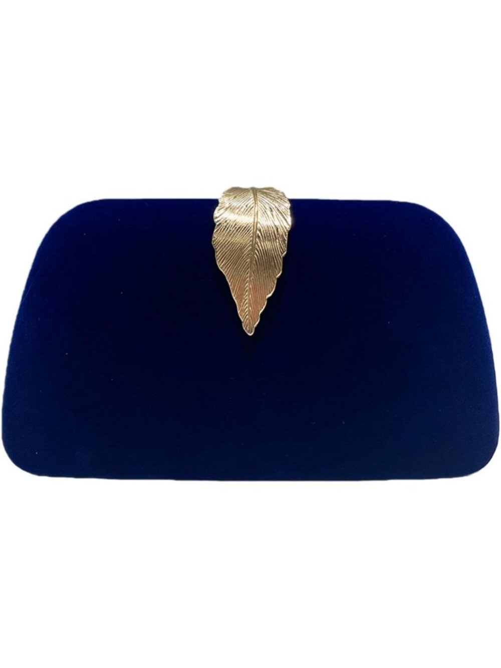 Women's Blue Elegant Clutch Purse Metallic Leaves Clasp Banquet Evening Bag